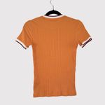 Lacoste Womens Shirt Orange Crew Neck Fantasy Knit Ribbed Slim Fit 34 US Small Photo 2
