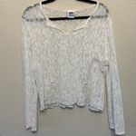 Angel Tattoo white lace long sleeve sz L 90s vintage moto hippie grunge preppy Size L Photo 0