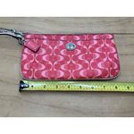 Coach Peyton Wristlet Signature coral Pink Silver Hardware Wallet handbag READ Photo 2