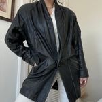 VINTAGE ✨ Genuine Leather Black Jacket 80s 90s Size L Photo 0