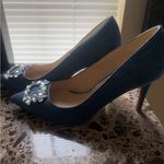 Jessica Simpson  Denim Blue Crystal Heels 2 stones are missing! Photo 2