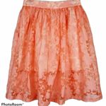Topshop Burnout Coral Peach Floral Midi Skirt Photo 2