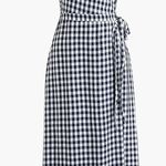 J Crew Midi Wrap Dress Womens XXS Blue White Gingham Viscose Classic Cottagecore Photo 0