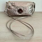 Elliott Lucca Gold Metallic Basket Weave Woven Leather Crossbody‎ Bag Purse Photo 10
