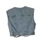 AGOLDE  Leo Denim Vest Frayed Crop Trucker Sleeveless Button Down Womens Large Photo 4