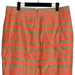 J.Crew Delfine Woven Weave Striped Straight Pencil Knee Skirt Slit 12 Tan Pink Photo 6