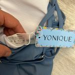 Yonique Blue & Black Tankini with Tie Ruched Side Boyshort Bottoms Size XS Multiple Photo 2