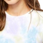 Free People Pastel Tie-Dye STRETCH SHORT SLEEVE VELOUR CROP Shirt M Photo 1