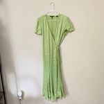 Scotch & Soda  Maison Scotch Lime Green Wrap Summer Sunray Midi Dress Size Medium Photo 3
