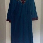 Vintage Vanity Fair Long Sleeve Long Embroidered Duster Nightgown Lingerie Blue Size L Photo 0