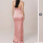 Revelry Champagne pink satin bridesmaid maxi slit dress Size 8 Photo 1
