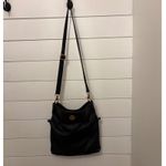 Tory Burch Black Leather Foldover Convertible Shoulder Crossbody Bag Gold Logo Photo 1