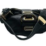 Michael Kors Black Soft Leather Morgan Hobo Gold Hardware Top Zip Bag Photo 3