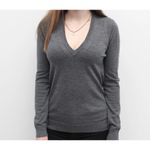 Burberry  Brit Merino Wool Charcoal Grey Embroidered Logo V- Neck Sweater Size S Photo 1