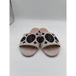 J.Crew  Embroidered‎ Slides Sandals Slip On Flats Neutral Black Floral Size Photo 6