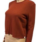 Jason Scott Red Sand Cropped Long Sleeve Sweatshirt Crew Neck Peru Womens XS Orange Photo 1