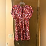 Anthropologie  Robin Tiered Mini Dress in Pink Floral Ikat Print Photo 5