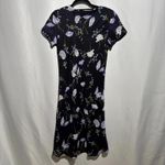VTG Navy Blue Floral Midi Dress Fairy‎ Grunge Whimsigoth 80s 90s Short Sleeve S Photo 1