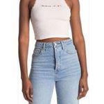 Topshop Thinking of Fries Lace Trim Crop Top Light Pink size 8P Photo 0