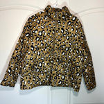 Who What Wear  Women's Leopard Animal Print Puffer Jacket Full Zip Cheetah Size L Photo 1