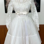 Darling Vintage 1950s Wedding Dress With Lace Jacket! White Size 8 Photo 0