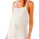 Ecote  Womens Cream‎ Medium Rayon Soft Girl Drawstring Waist Summer Jumpsuit Med Photo 0