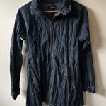 Flair Dark Wash Denim Zip Up Jacket Blue Size M Photo 0