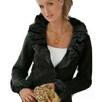 Soft Surroundings  black wool sweater ruffled collar/sleeves sz S Photo 0