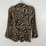 Ganni Printed Crepe Wrap Blouse Tannin Size 34 Zebra Photo 6