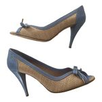 Moschino  cheap and chic womens 41 9.5 blue bow straw cute woven leather Italy Photo 0