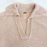Free People  Marlie Ribbed Pullover Sweater Collared Polo Oversized Dusty Pink Photo 7