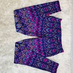 Tribal Floral Bright Leggings Sz Small Blue Pink Purple Photo 1
