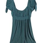 Heart soul Y2K Babydoll Dress Large Teal Blue White Polka Dot Milkmaid Retro USA Photo 3