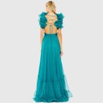 Mac Duggal  67911 Ruffle Strap Lace Up Cut Out Gown Turquoise 10 Photo 1
