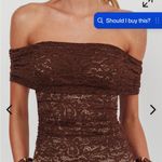 Selfie Leslie Flutters Off-Shoulder Lace Maxi Dress Chocolate Photo 2