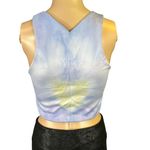 ZARA Womens Crop Top Tank Top Tie Dyed Sleeveless Halter Top Blue Yellow Medium Photo 4
