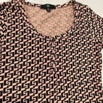 Missguided Brown and Black Geometric Print Short Sleeve Henley Bodysuit Womens 4 Photo 1