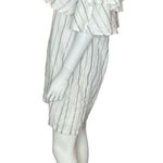 Charles Henry Metallic Stripe Off-the-Shoulder Popover Dress Ivory Sz L Photo 2