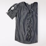 Miu Miu  Vintage Y2K Black‎ Silk Puff Sleeve Ruffled Top Size EU 42 doll goth Photo 4