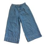 Anthropologie Pilcro Pleated Wide Leg Culotte Crop Denim Jeans | Light Wash | 29 Photo 0