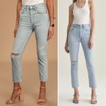 AGOLDE Riley Distressed High Rise Straight Crop Light Wash Jean Shatter US 25 Photo 4