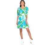 Olivia James The Label Anna Dress In Mod Floral Aqua has Pockets Size XS Blue Photo 0