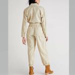 Free People  Quinn Coverall Size Large Jumpsuit in Thistle Seed Green Boho Linen Photo 1