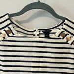 Ann Taylor  striped navy short sleeve dress with gold buttons in size Small Photo 4