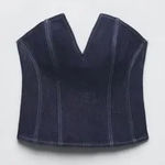 ZARA  Denim Corset Strapless Top XS Photo 0