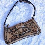 Snake Print Shoulder Bag Vinyl Beige Brown Tan Photo 0