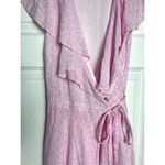 Draper James RSVP Light Pink White Leaf Floral V-Neck Ruffle Wrap Dress Size XS Photo 2