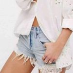 Free People  We The Free Daisy Chain Lace Trim Distressed Denim Shorts 714 Photo 0