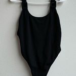 Aerie NWT  Size Large Crinkle Cheeky Coverage One Piece Swimsuit Black Scoop Back Photo 1
