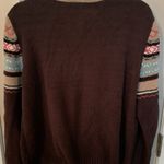Erika  Y2K chenille sweater brown with pattered stripes & rolled collar. Photo 6
